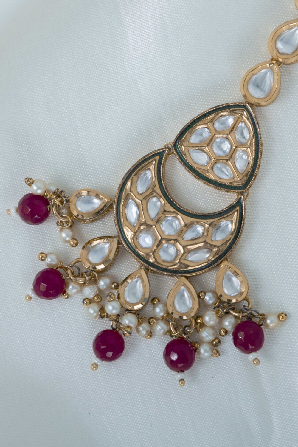 Uncut polki kundan tikka with classy meena touch - Image 2