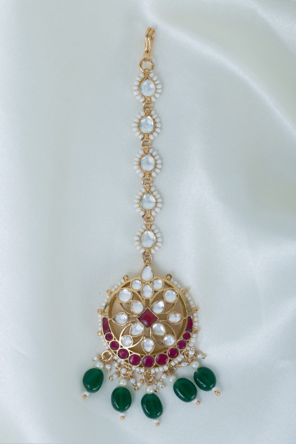 Multicolour pachi kundan tikka