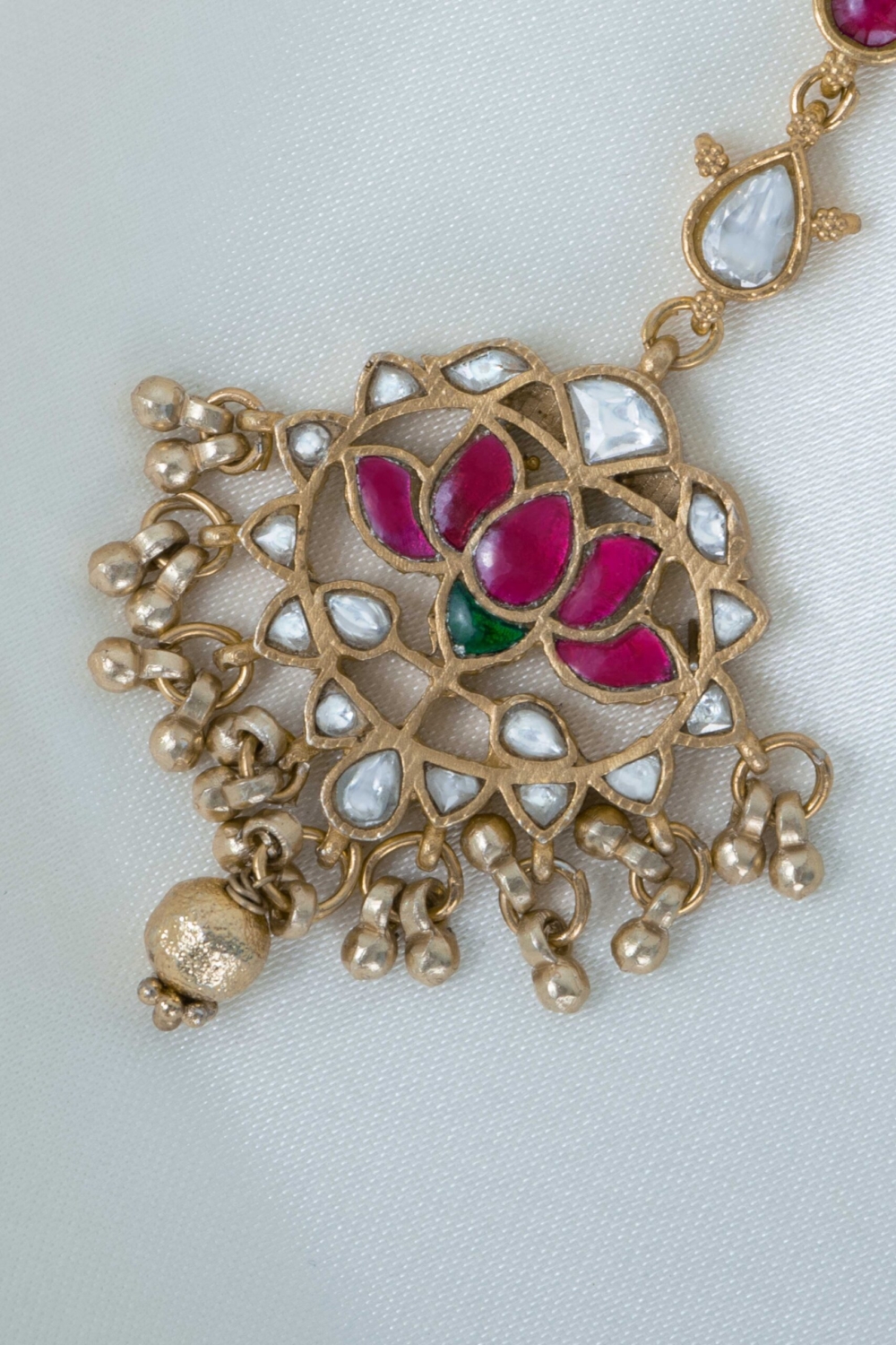 Premium lotus designed jadau kundan tikka - Image 2