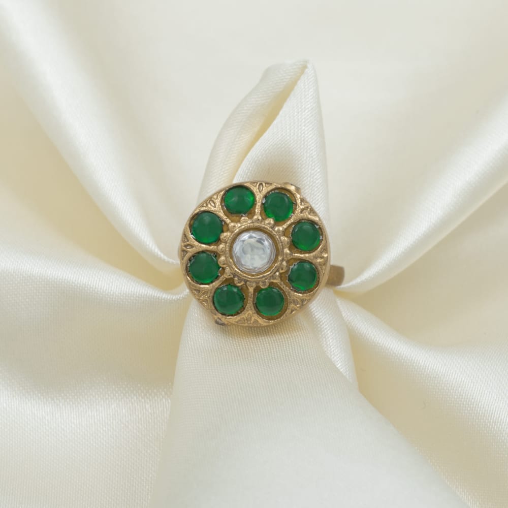 Imperial green jadau ring