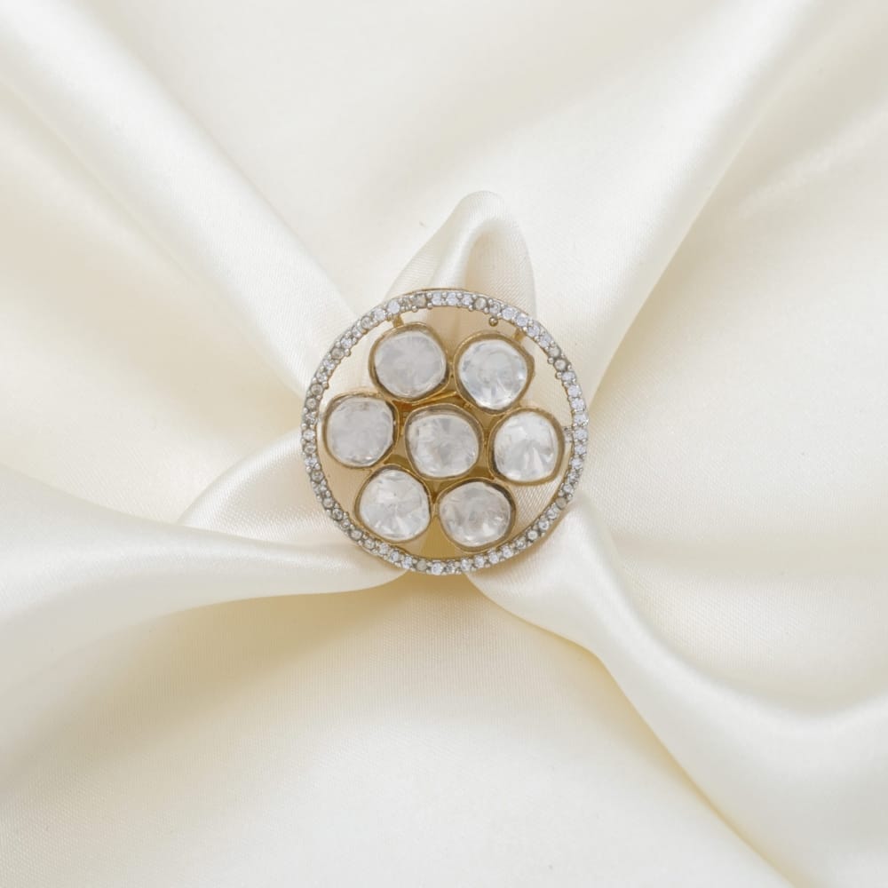 Moissanite adjustable finger ring