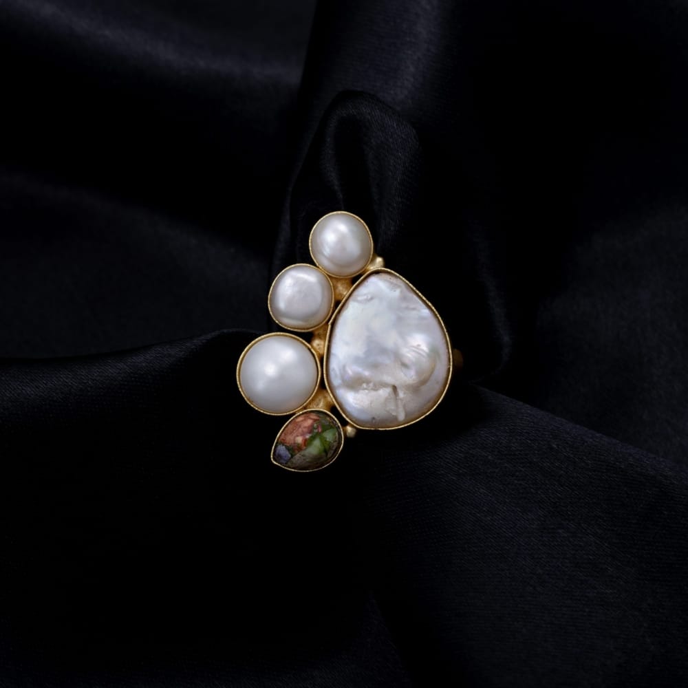 Indowestern mother of pearl ring