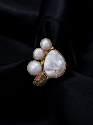 Indowestern mother of pearl ring