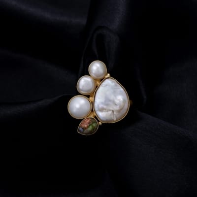 Indowestern mother of pearl ring