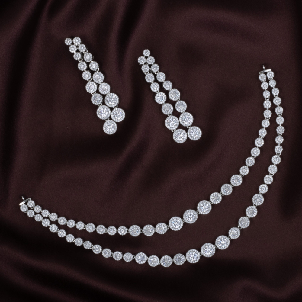Double layer american diamond set