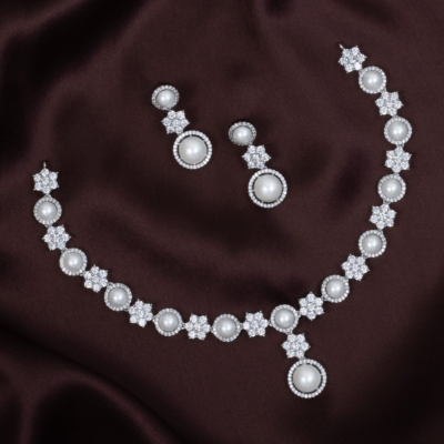 Pearl x American diamond set