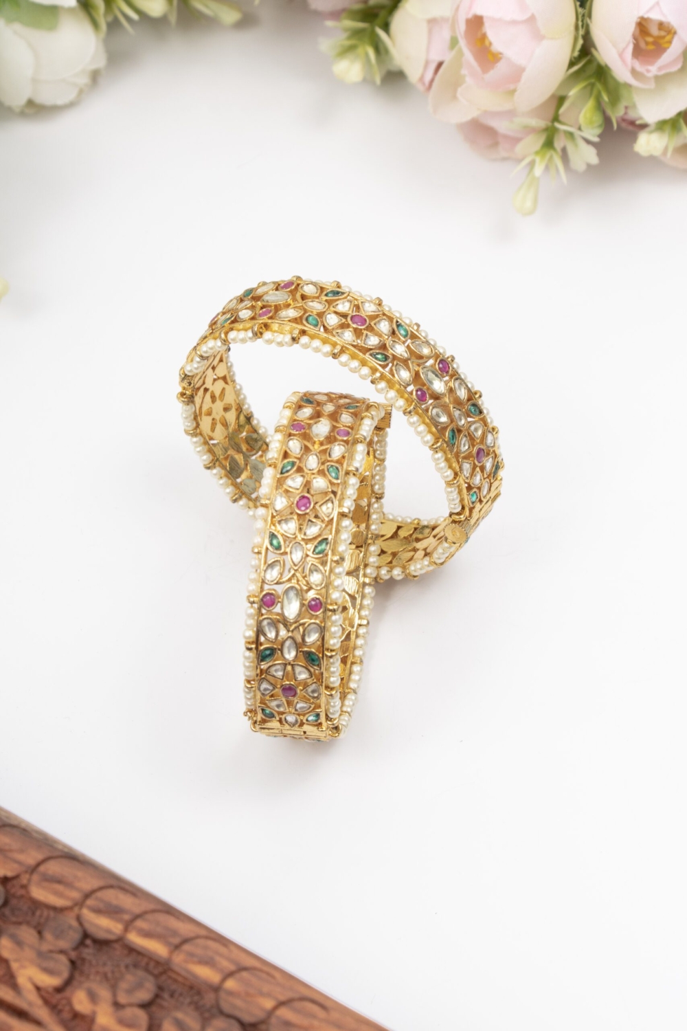 Evergreen pachi kundan bangle