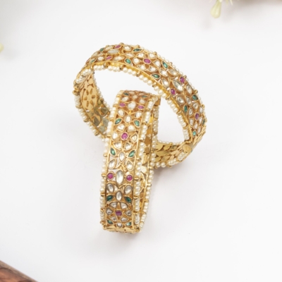 Evergreen pachi kundan bangle