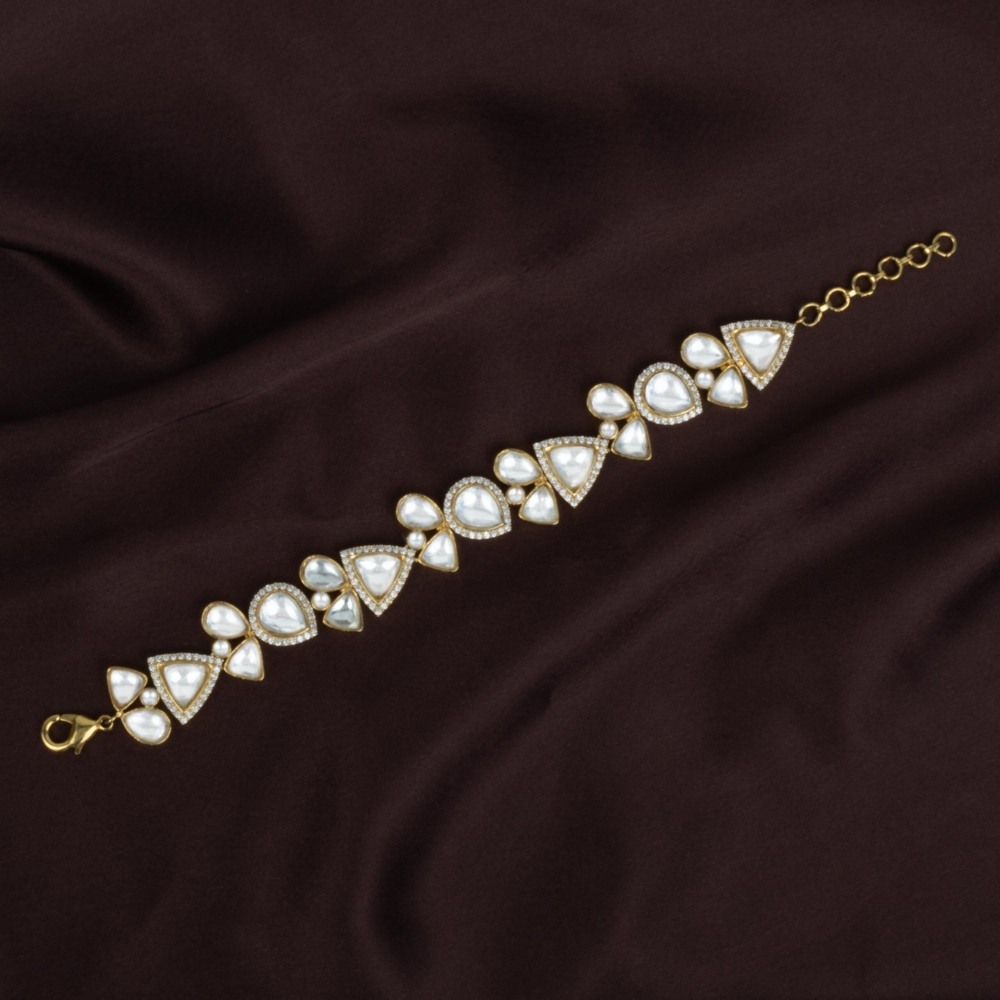 Eternal Grace Kundan Hand Bracelet - Image 2