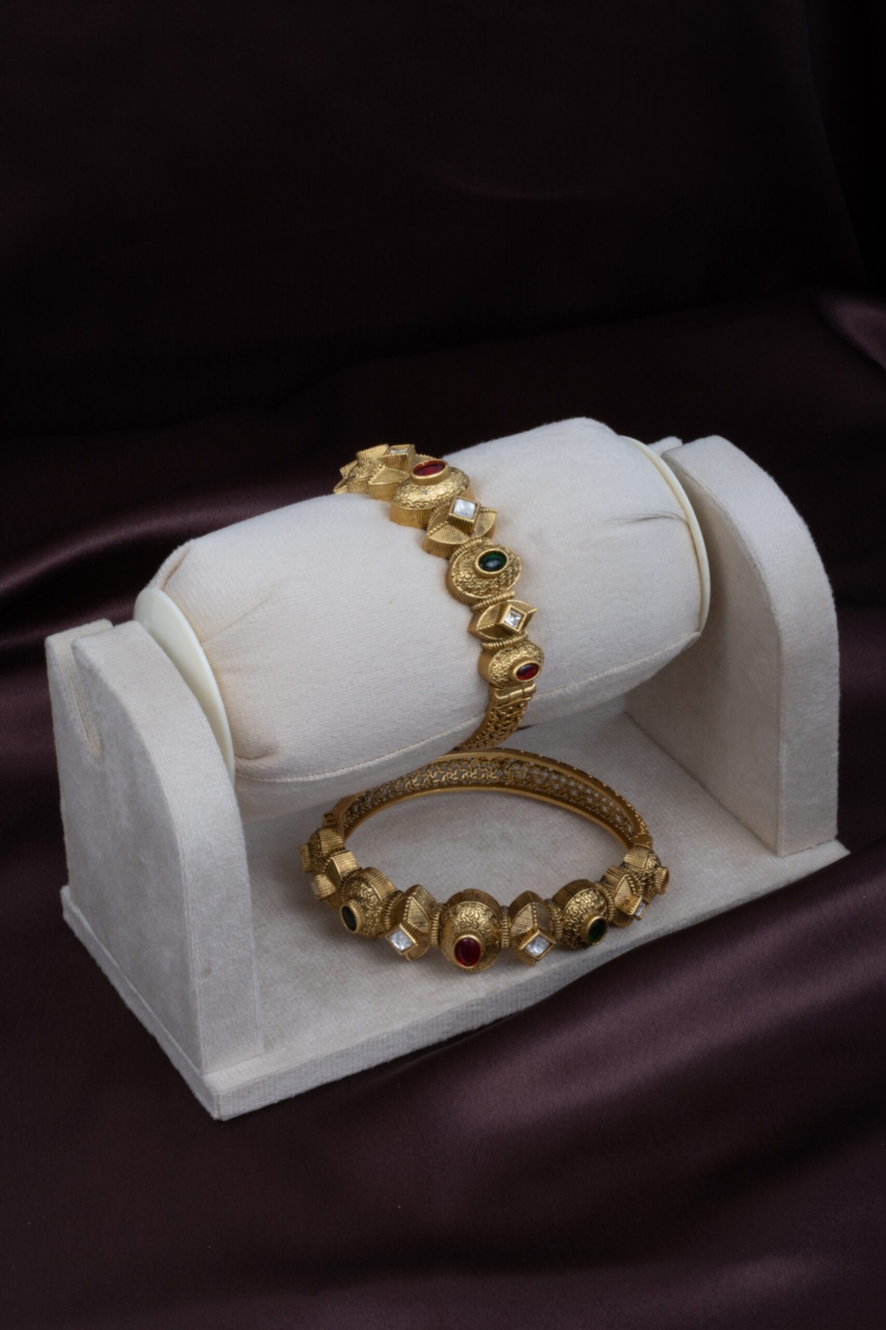 Antique Gold Ruby Green kada