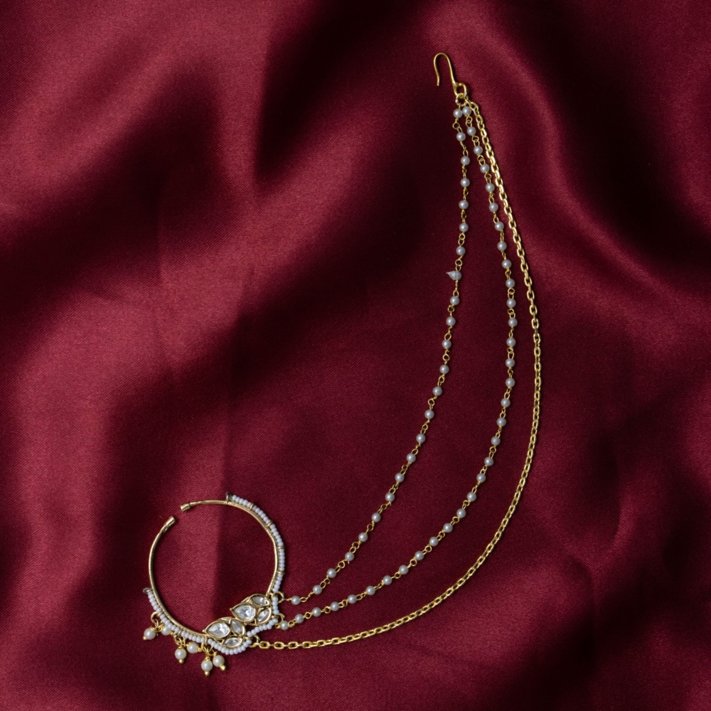 Starlit Pearl Kundan Nath