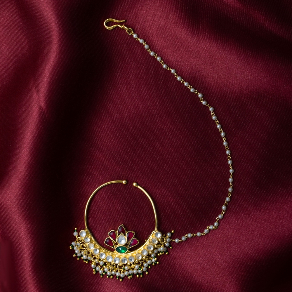 Lotus Pearl Kundan Nath