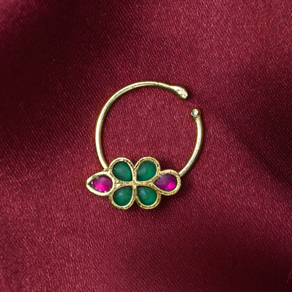 Floral Kundan Press Nath