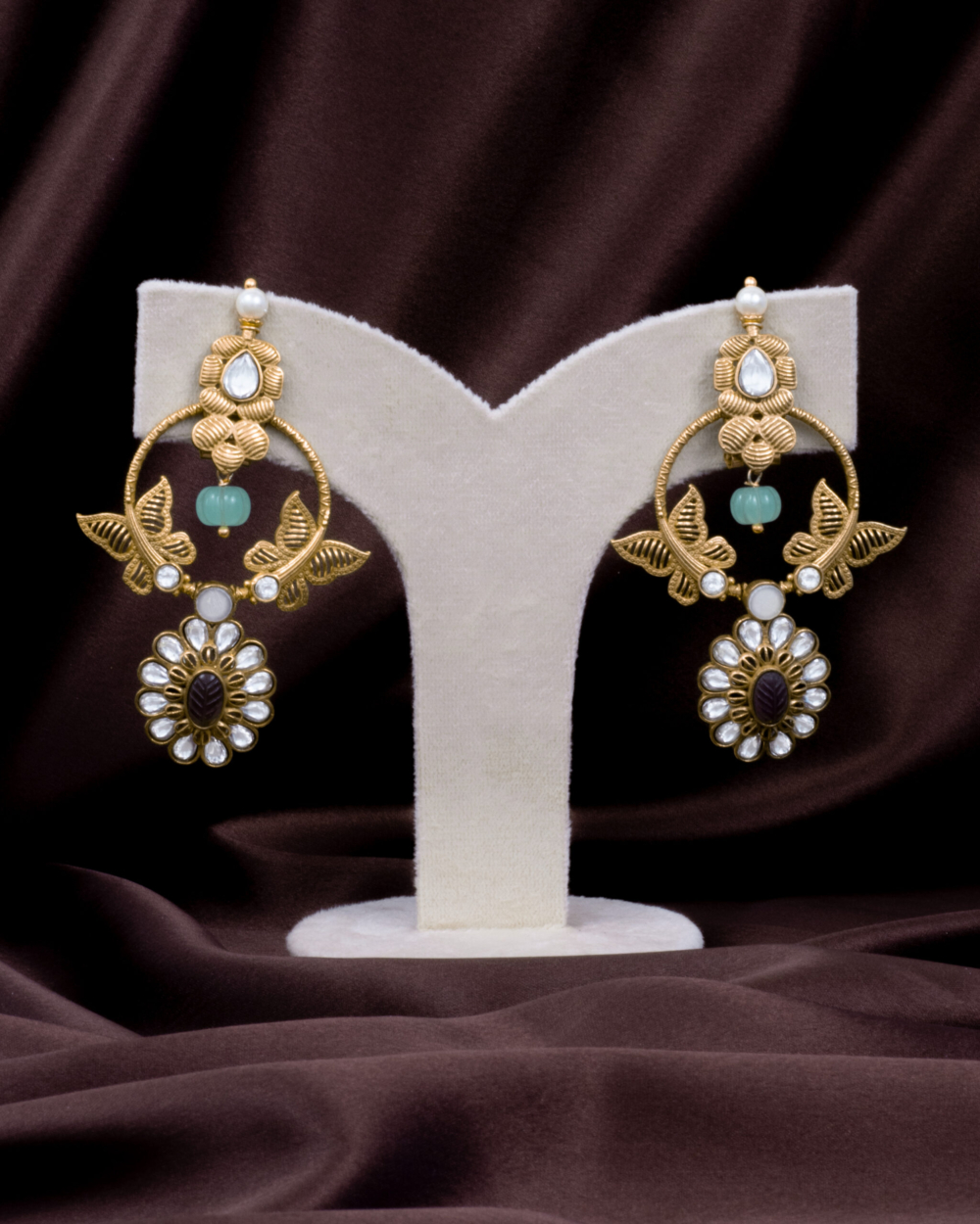 Kundan Butterfly Dangle Earrings - Image 2