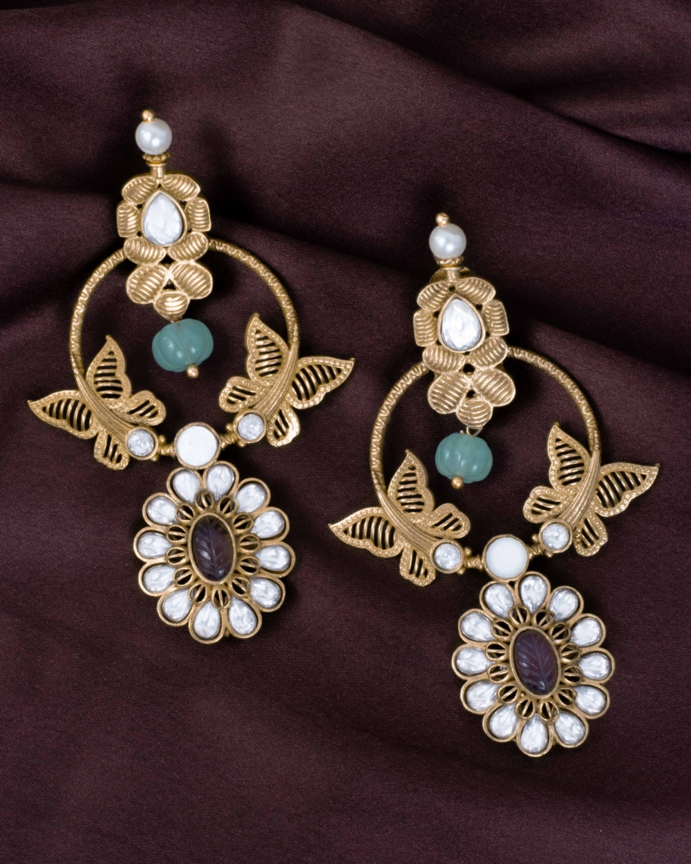 Kundan Butterfly Dangle Earrings
