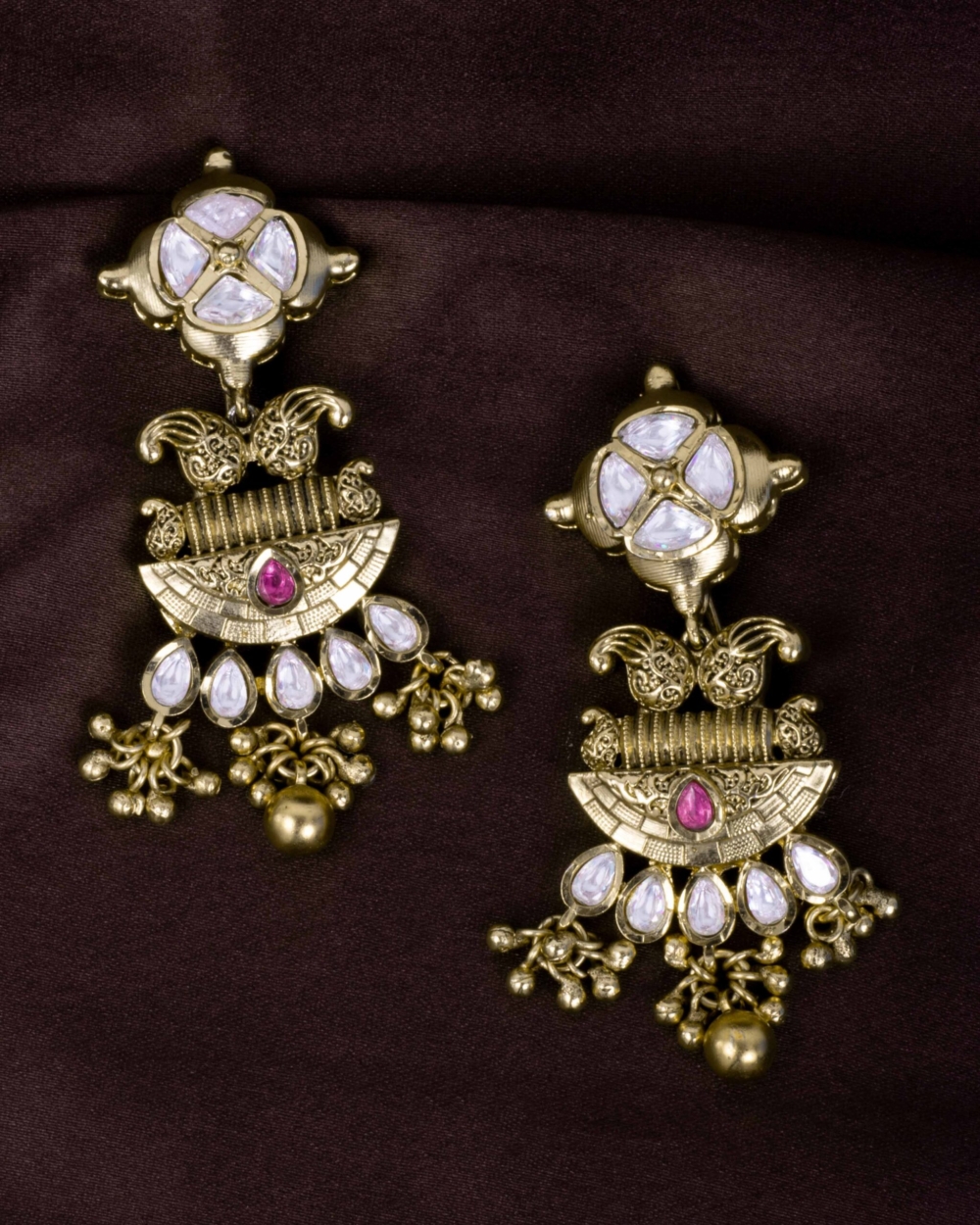 Vintage Gold Kundan Earrings