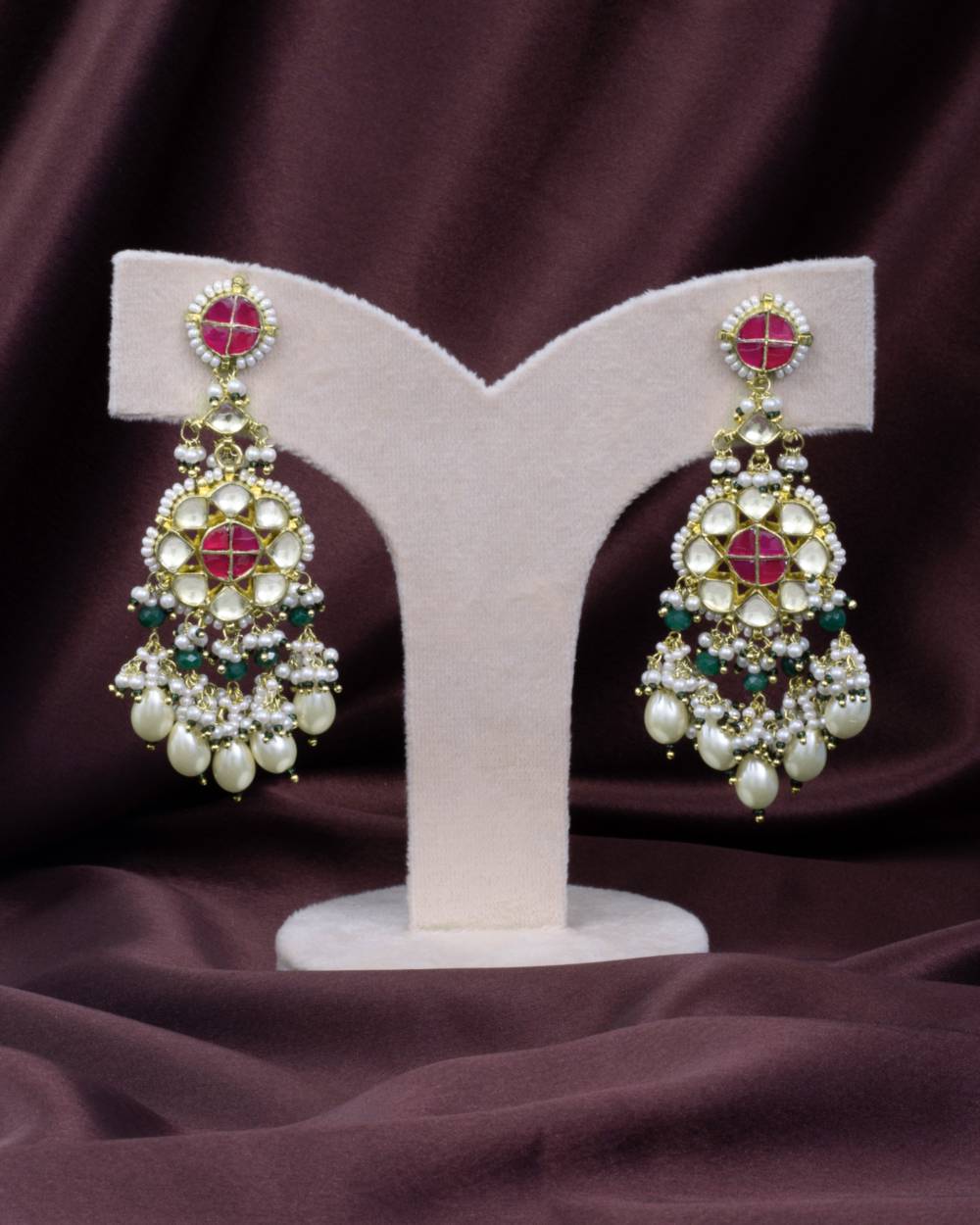 Pearl Glow Kundan Earrings - Image 2