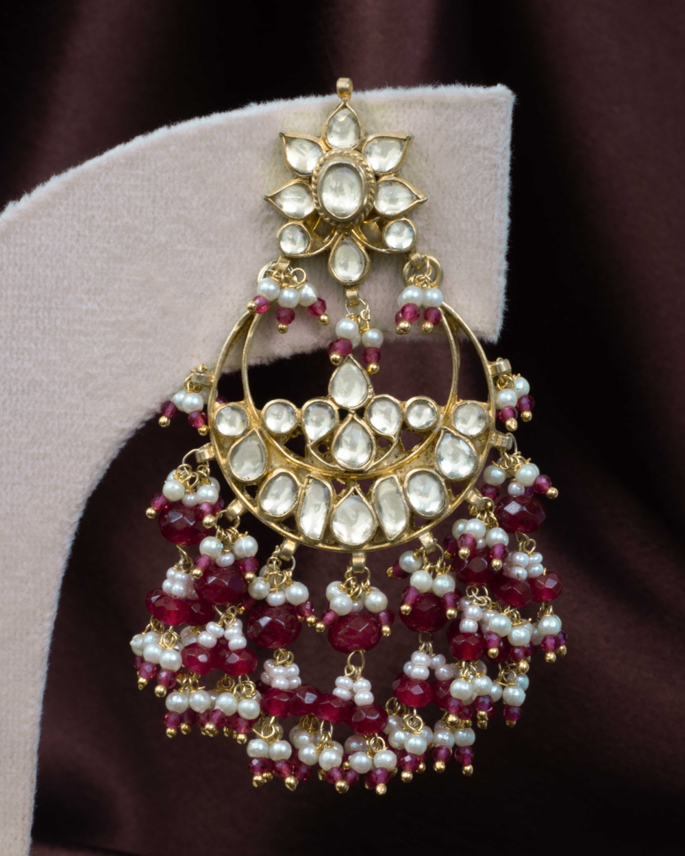 Ruby kundan Chandbali Earrings